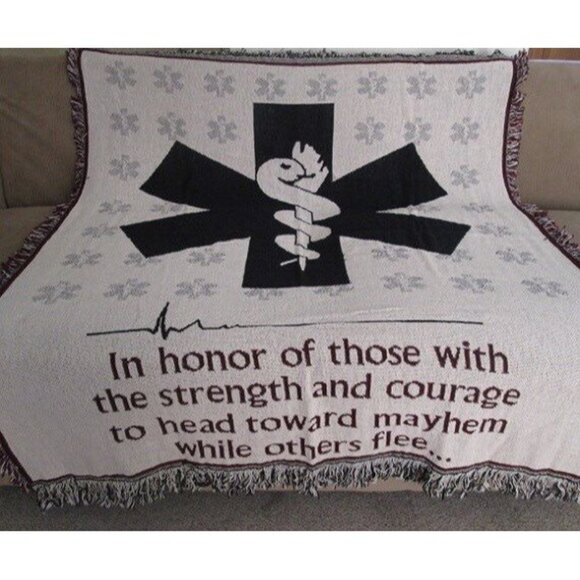 New EMT EMS Snake Afghan Tapestry Gift Throw Blanket Fire 911 Rescue First Aid - Picture 3 of 4